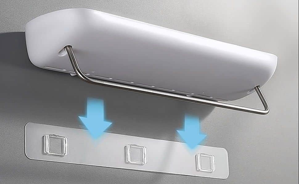 Hardware hair dryer rack and tissue holder